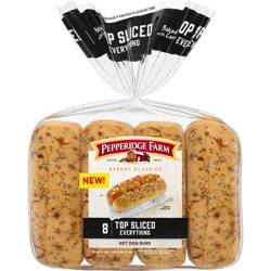 Pepperidge Farm Bakery Classics Top Sliced Everything Hot Dog Buns, 14 oz Bag, 8 Count