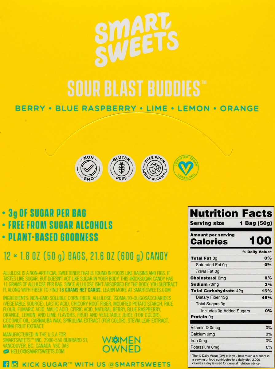 slide 5 of 9, Smart Sweets Sour Blast Buddies Candy 12 - 1.8 oz ea, 12 ct