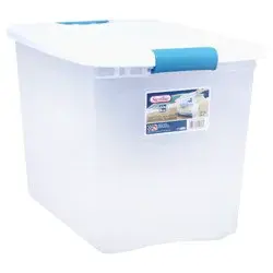 Sterilite Storage Bins with White Lid with Blue Handles