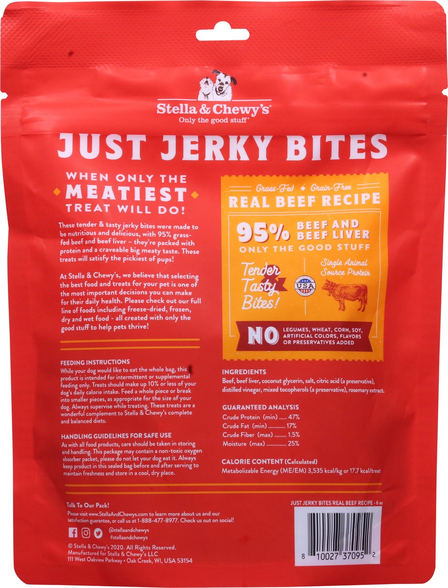slide 6 of 15, Stella & Chewy's Just Jerky Bites High Protein Real Beef Recipe Treats for Dogs 6 oz, 6 oz
