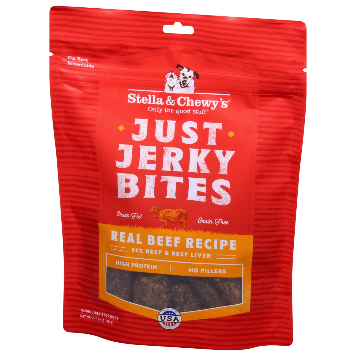 slide 10 of 15, Stella & Chewy's Just Jerky Bites High Protein Real Beef Recipe Treats for Dogs 6 oz, 6 oz