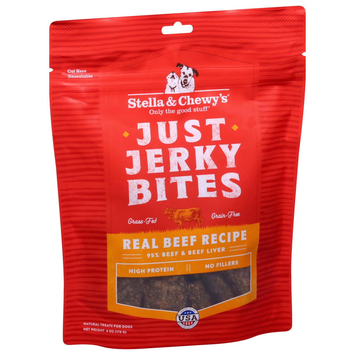 slide 4 of 15, Stella & Chewy's Just Jerky Bites High Protein Real Beef Recipe Treats for Dogs 6 oz, 6 oz