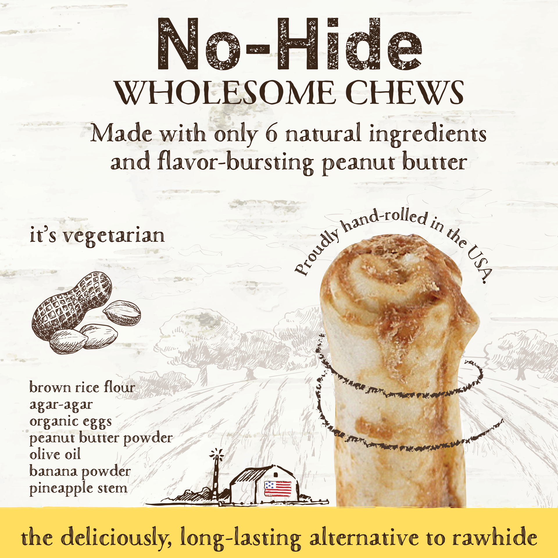 slide 4 of 5, Earth Animal No-Hide Peanut Butter Small Natural Rawhide Alternative Dog Chew, 1 Count, 1 ct