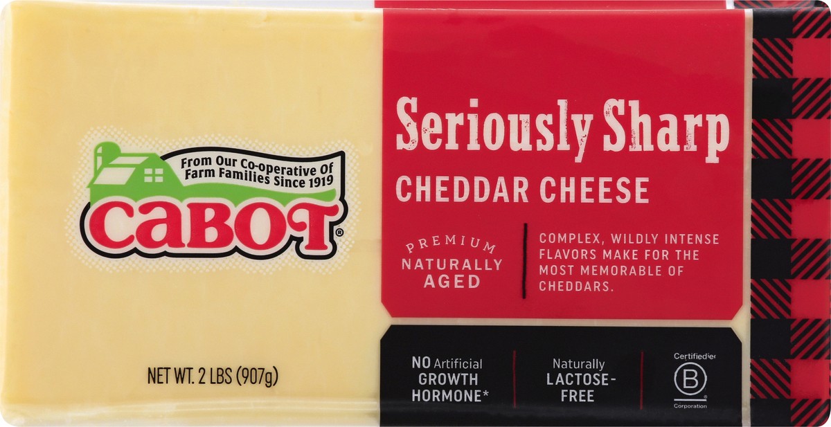 slide 5 of 10, Cabot Seriously Sharp Cheddar Cheese, 2lb, 2 lb