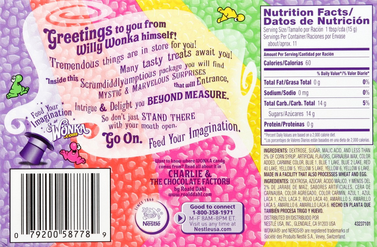 slide 6 of 6, Nerds Wonka Nerds Rainbow Tiny Tangy Crunchy Candy, 6 oz