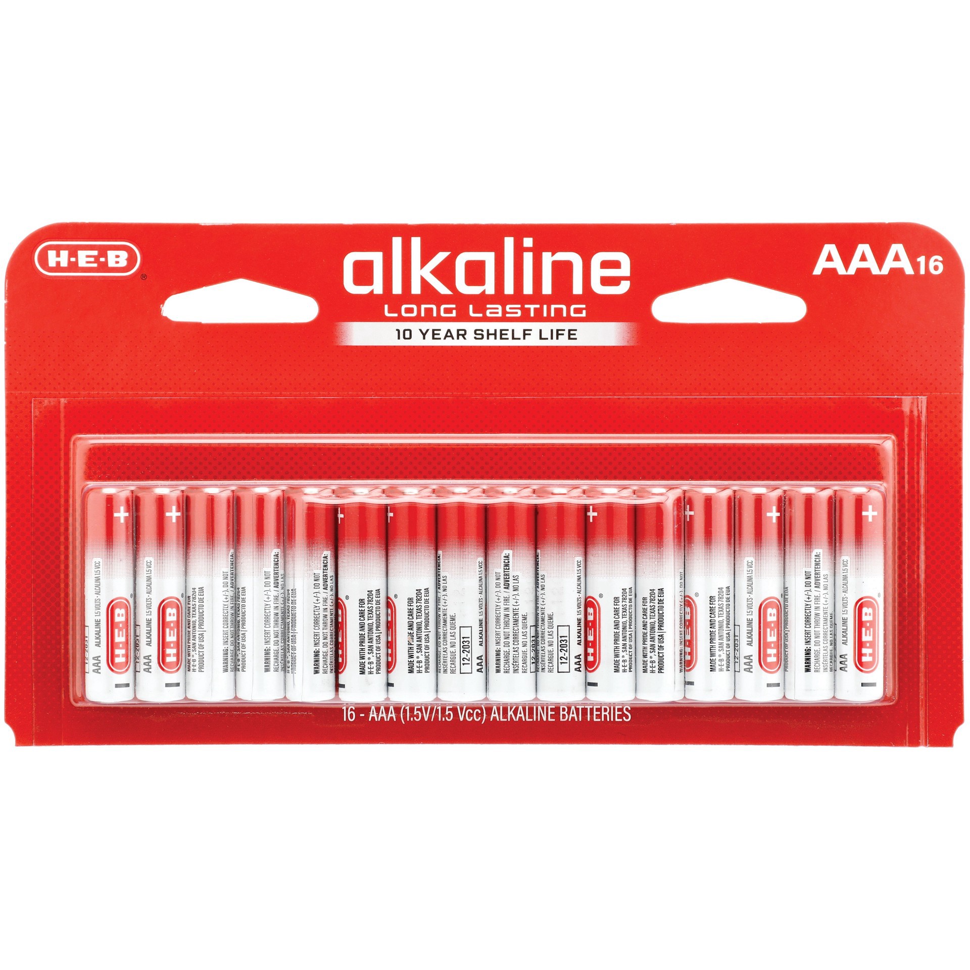 slide 1 of 1, H-E-B Alkaline AAA Batteries, 16 ct