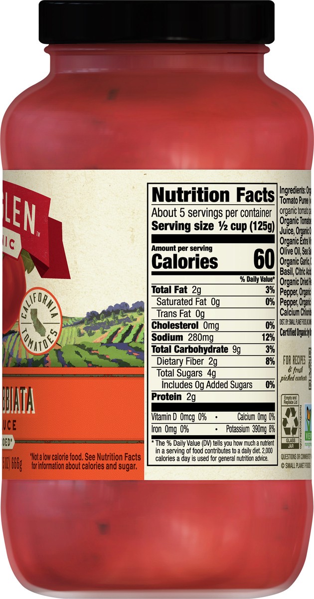 slide 5 of 9, Muir Glen Spicy Arrabbiata Pasta Sauce, No Sugar Added, 23.5 oz., 23.50 oz