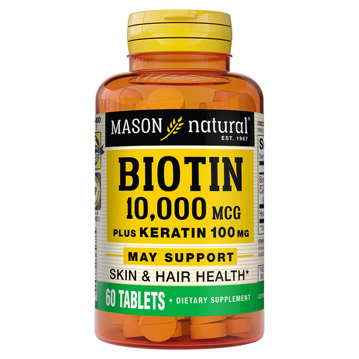 slide 5 of 10, Mason Biotin 10000 Mcg Keratin Tablets, 60 ct