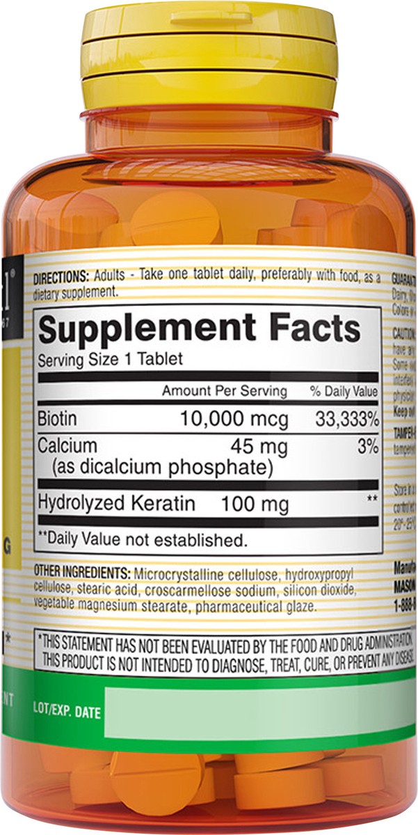 slide 8 of 10, Mason Biotin 10000 Mcg Keratin Tablets, 60 ct