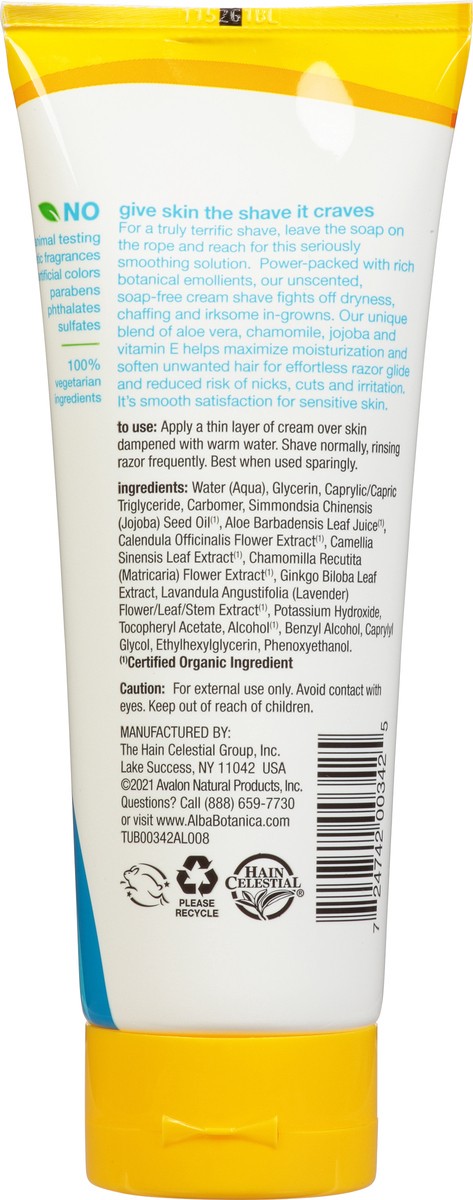 slide 5 of 8, Alba Botanica Cream Shave, Unscented, 8 Ounce, 8 oz