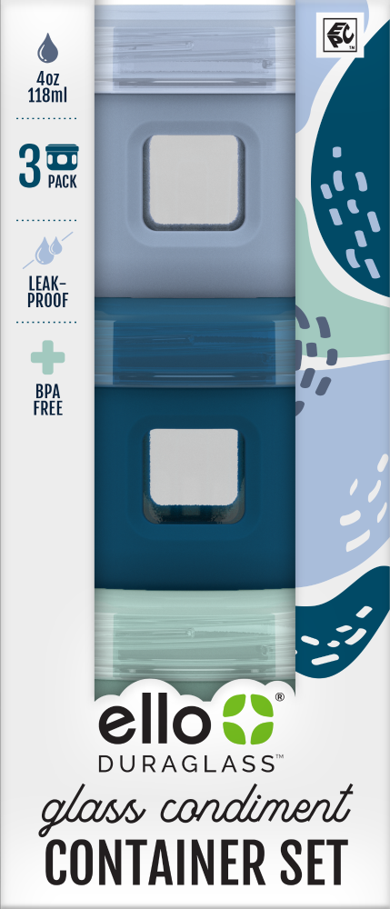 slide 2 of 2, Ello Duraglass 4 Ounce Glass Condiment Container Set, 3 ct