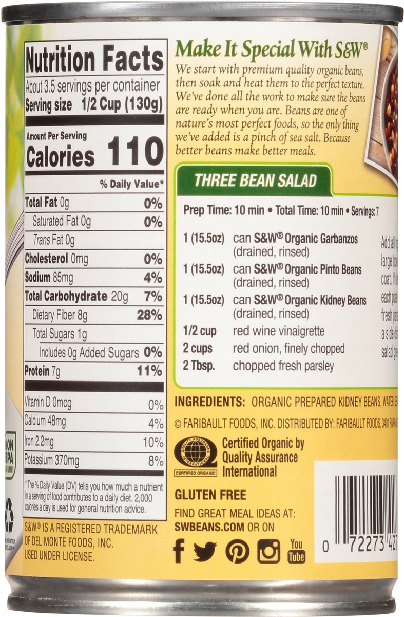 slide 10 of 11, S&W Organic Kidney Beans, 15 oz