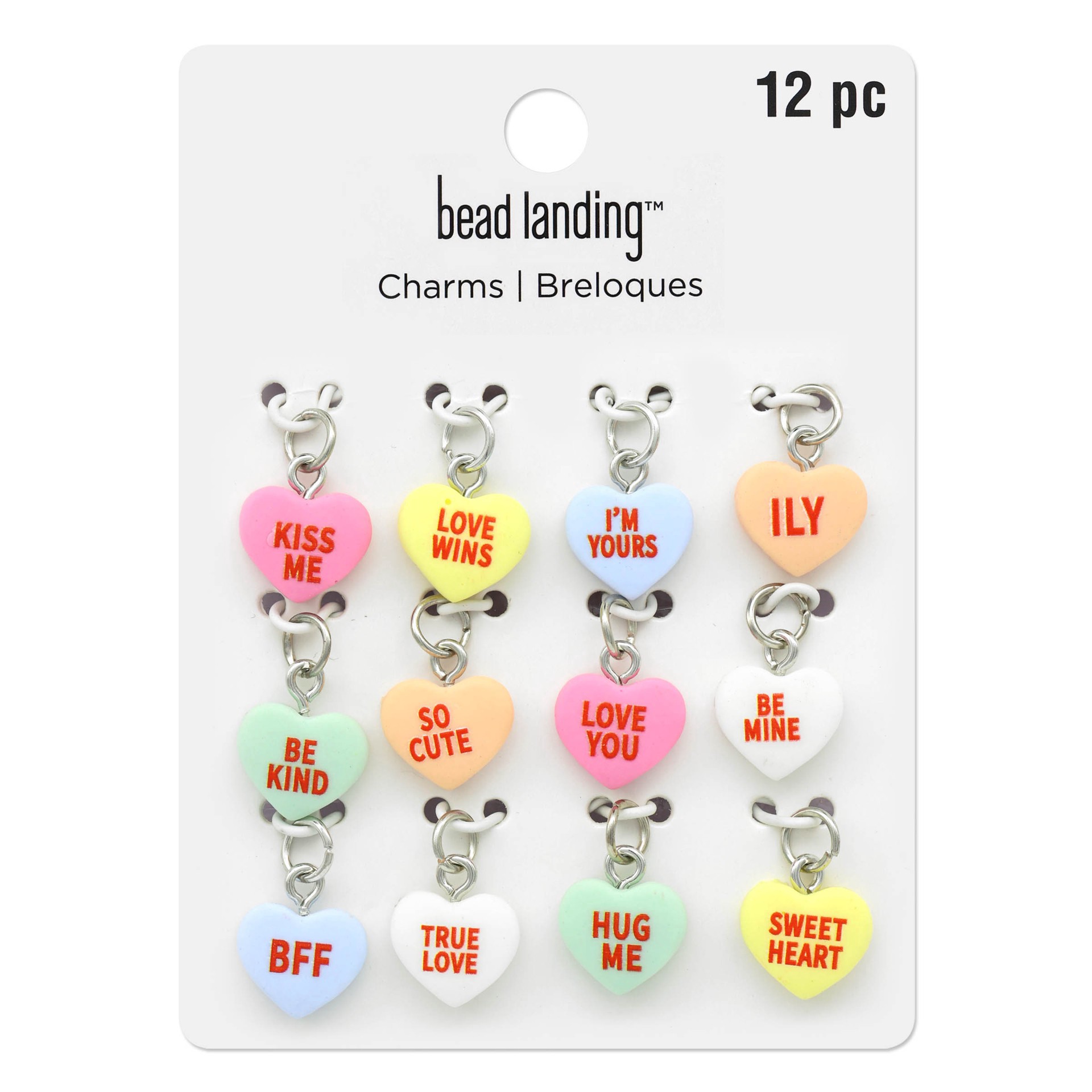 slide 2 of 3, Conversation Hearts Charm Mix By Bead Landing, 17.9mm x 12.5mm charm size