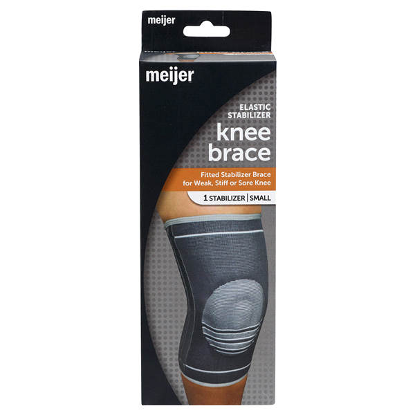 slide 1 of 1, Meijer Knee Brace, Elastic Stabilizer Grey Two-Tone Small, 1 ct