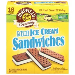 Mayfield Creamery Mini Vanilla Ice Cream Sandwiches 16 - 2.25 fl oz Packs
