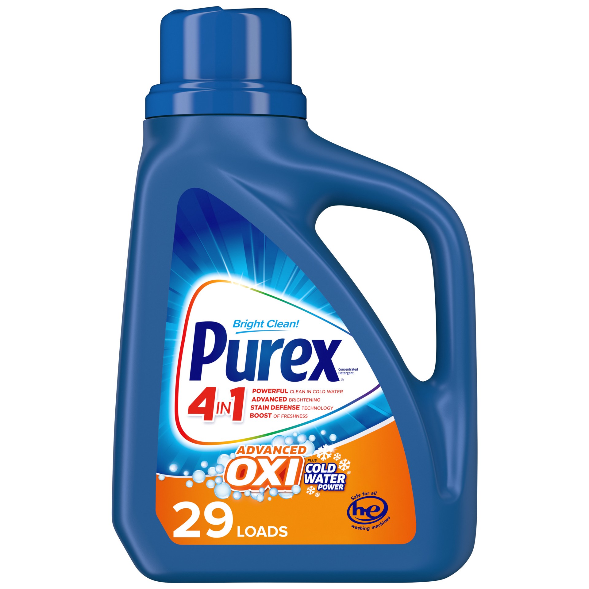 slide 1 of 3, Purex Liquid Laundry Detergent Plus OXI, Stain Defense Technology, 43.5 Fluid Ounces, 29 Wash Loads, 43.50 fl oz