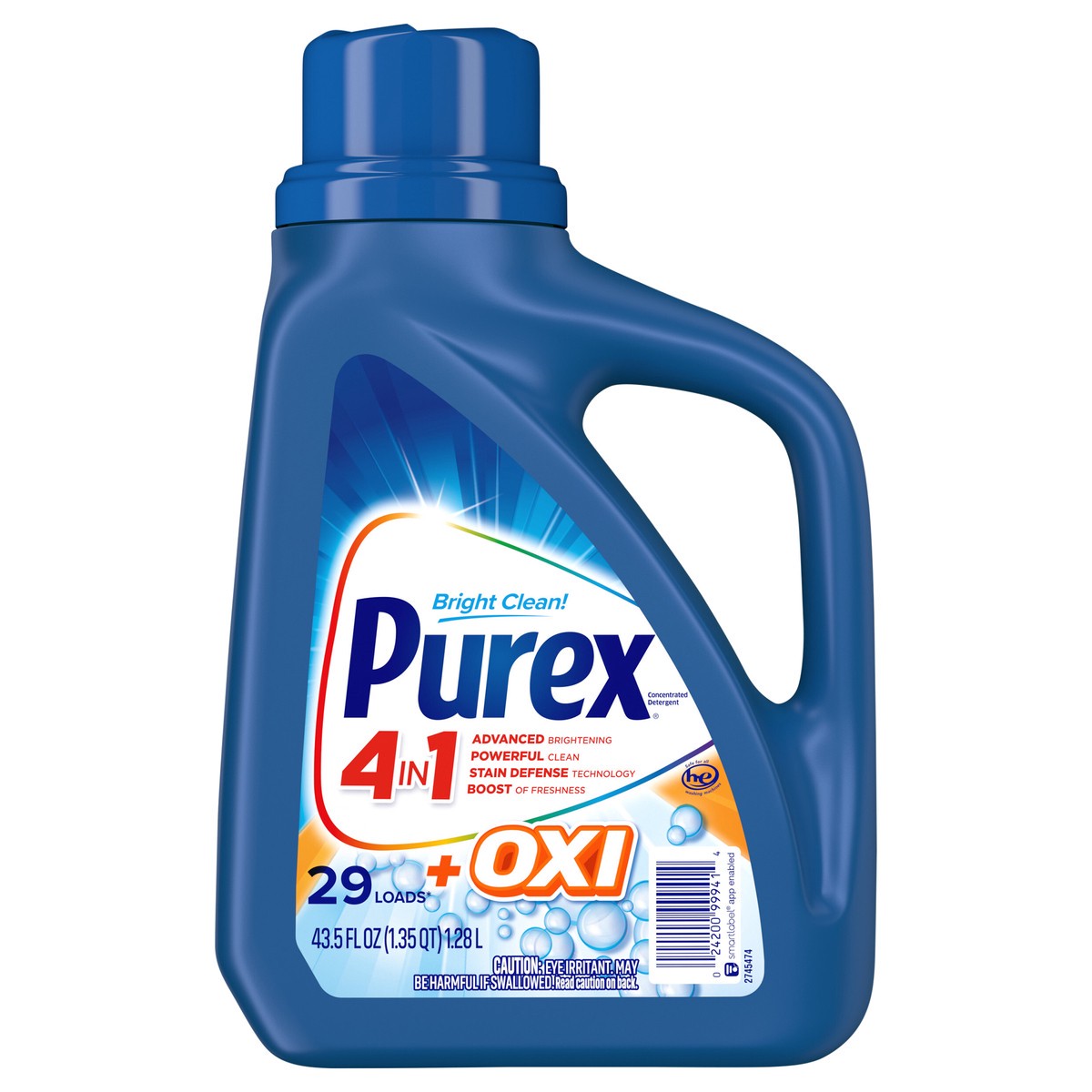 slide 1 of 3, Purex Liquid Laundry Detergent Plus OXI, Stain Defense Technology, 43.5 Fluid Ounces, 29 Wash Loads, 43.50 fl oz