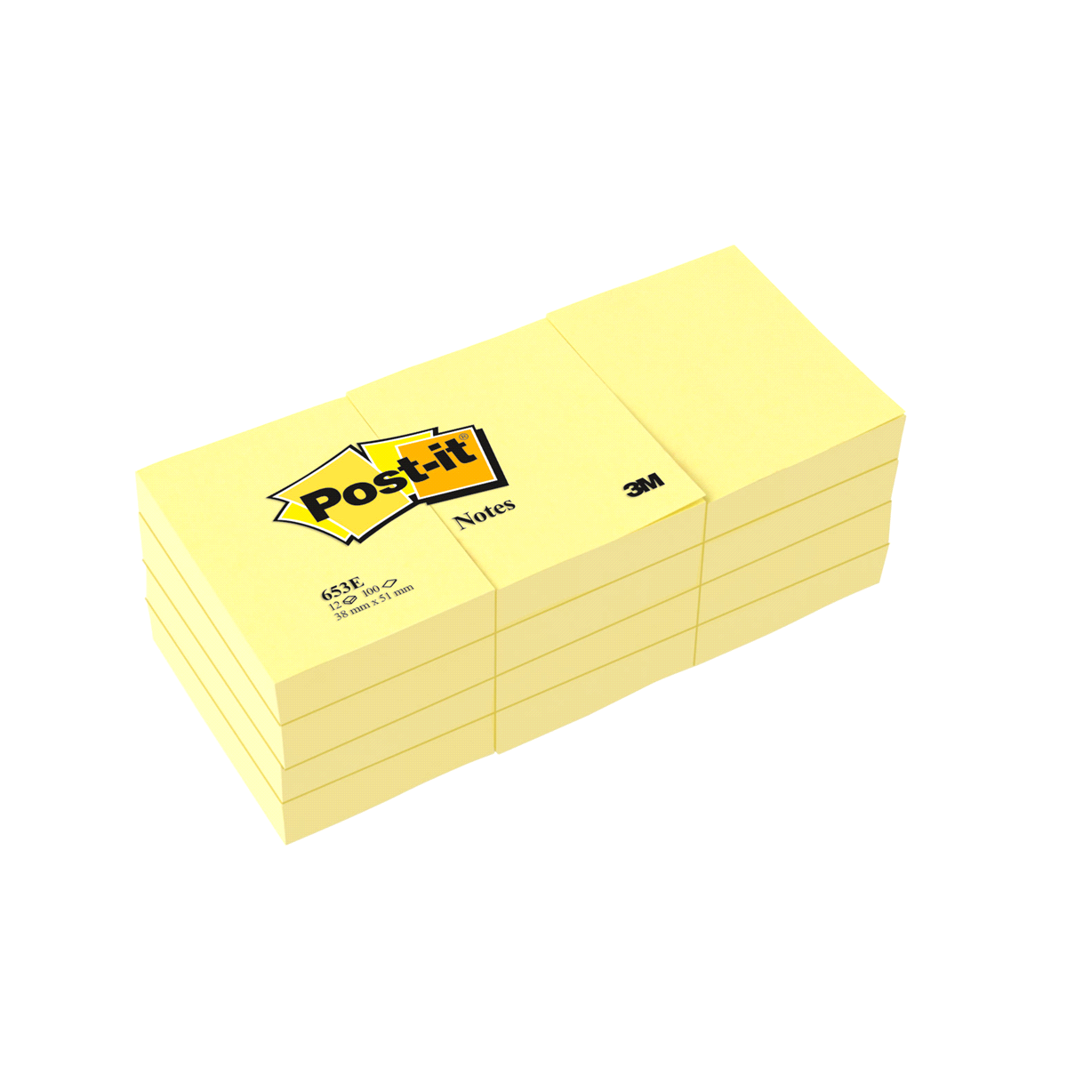 slide 2 of 2, 3M Post-it(R) Notes 653, 1-1/2 in x 2 in, Canary Yellow, 1 ct