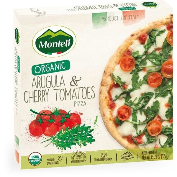 slide 1 of 1, Monteli Arugula & Cherry Tomatoes Organic Pizza, 13.22 oz