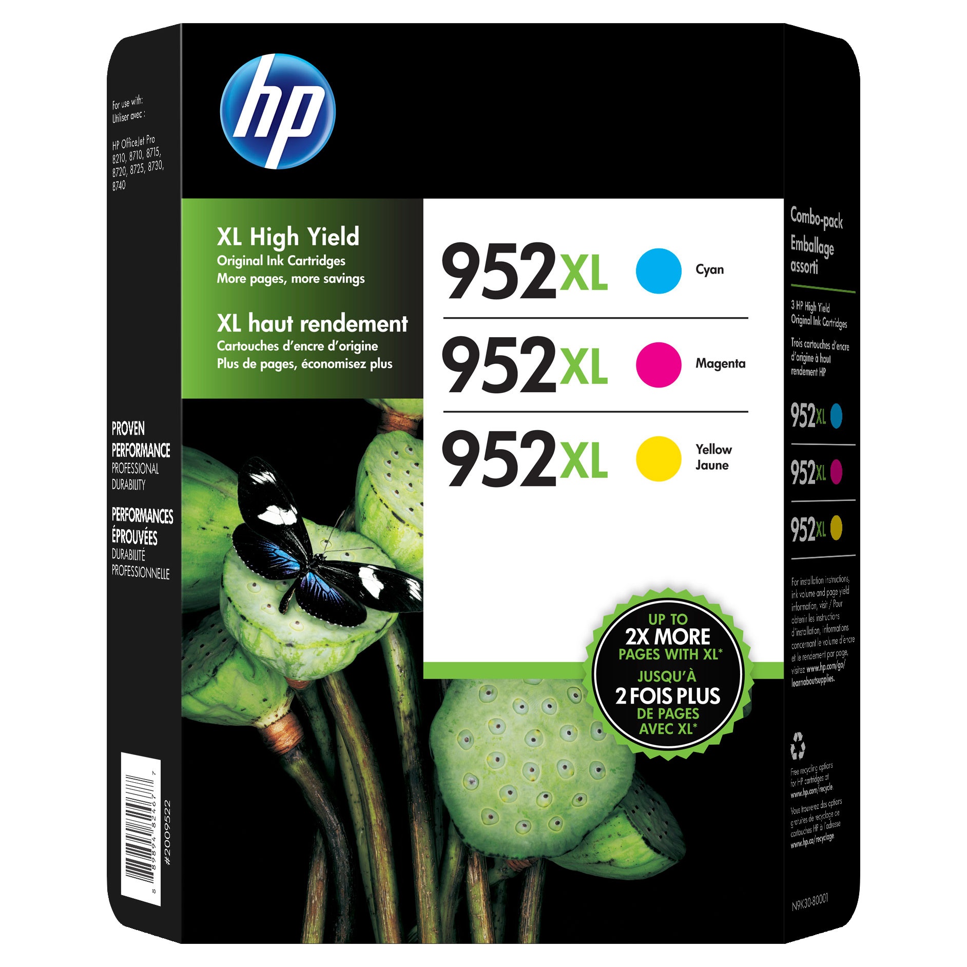 slide 1 of 1, HP 952XL High Yield Color Combo Ink Cartridges, 3 ct