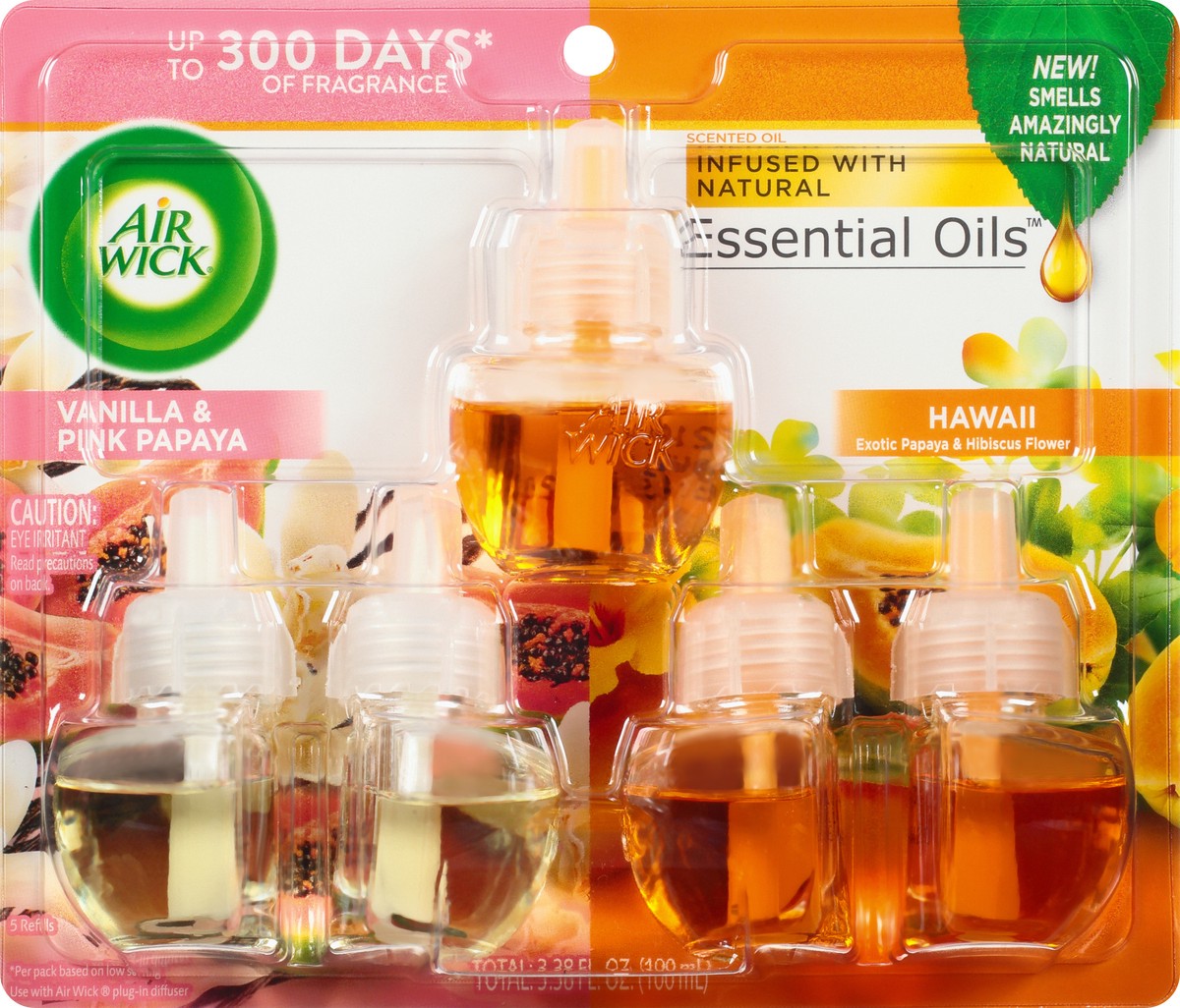 slide 1 of 8, Air Wick Essential Oils Vanilla & Pink Papaya/Hawaii Scented Oil Refills 5 ea, 5 ct