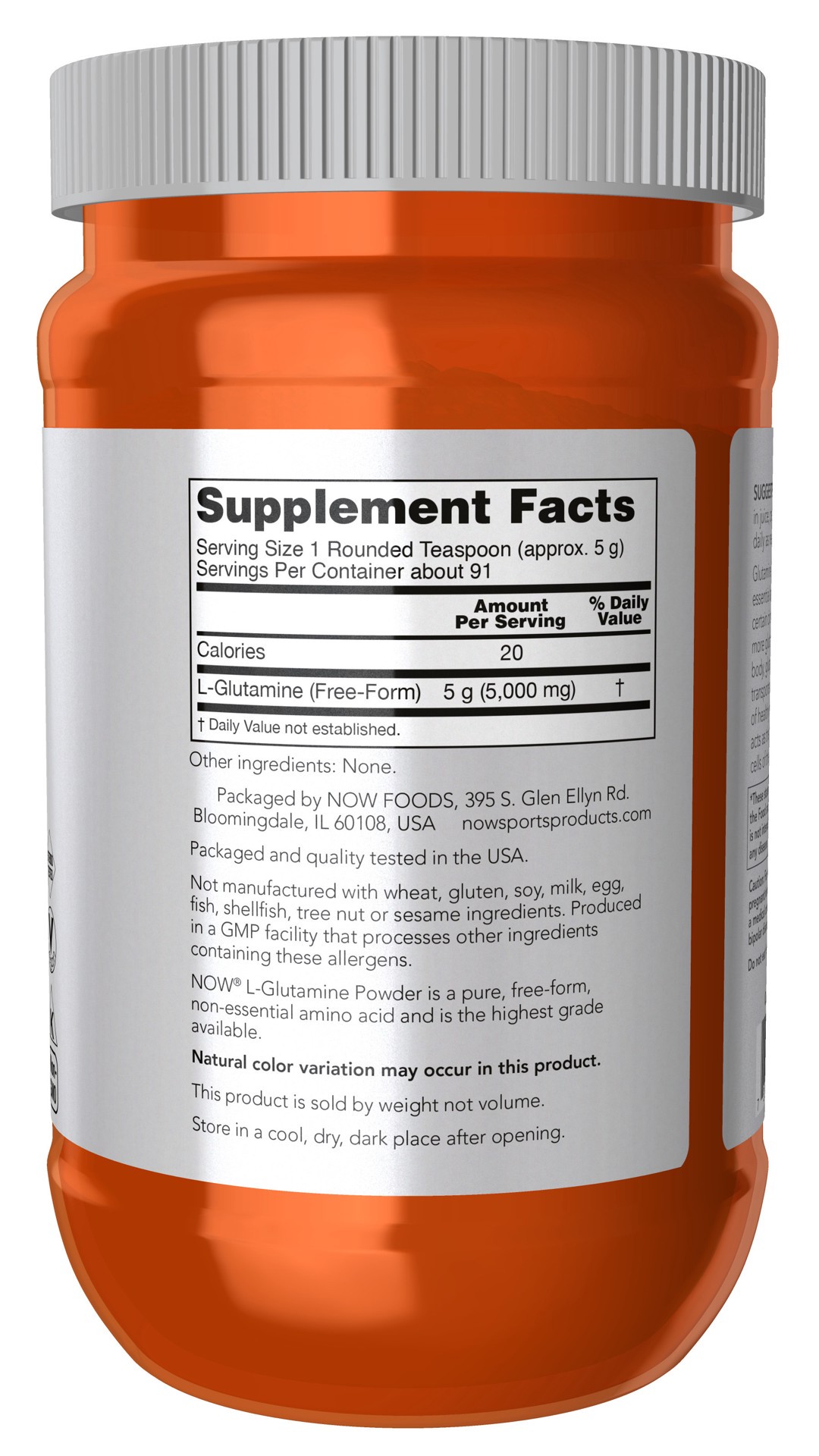 slide 3 of 5, NOW L-Glutamine Powder - 1 lb., 1 lb