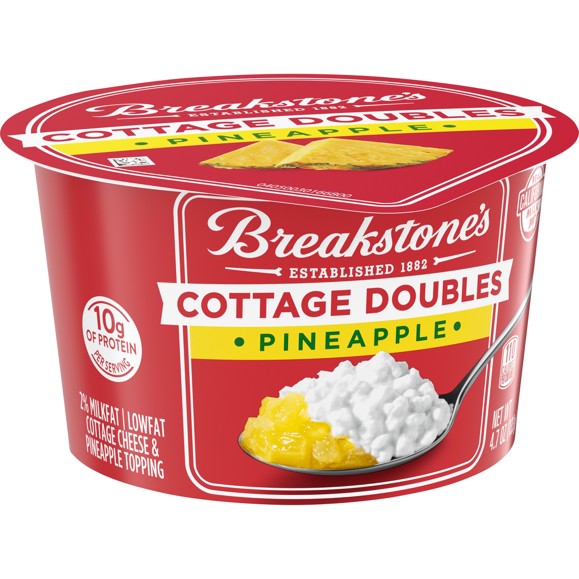 slide 2 of 6, Breakstone's Cottage Doubles Lowfat Cottage Cheese & Pineapple Topping with 2% Milkfat Cup, 4.7 oz