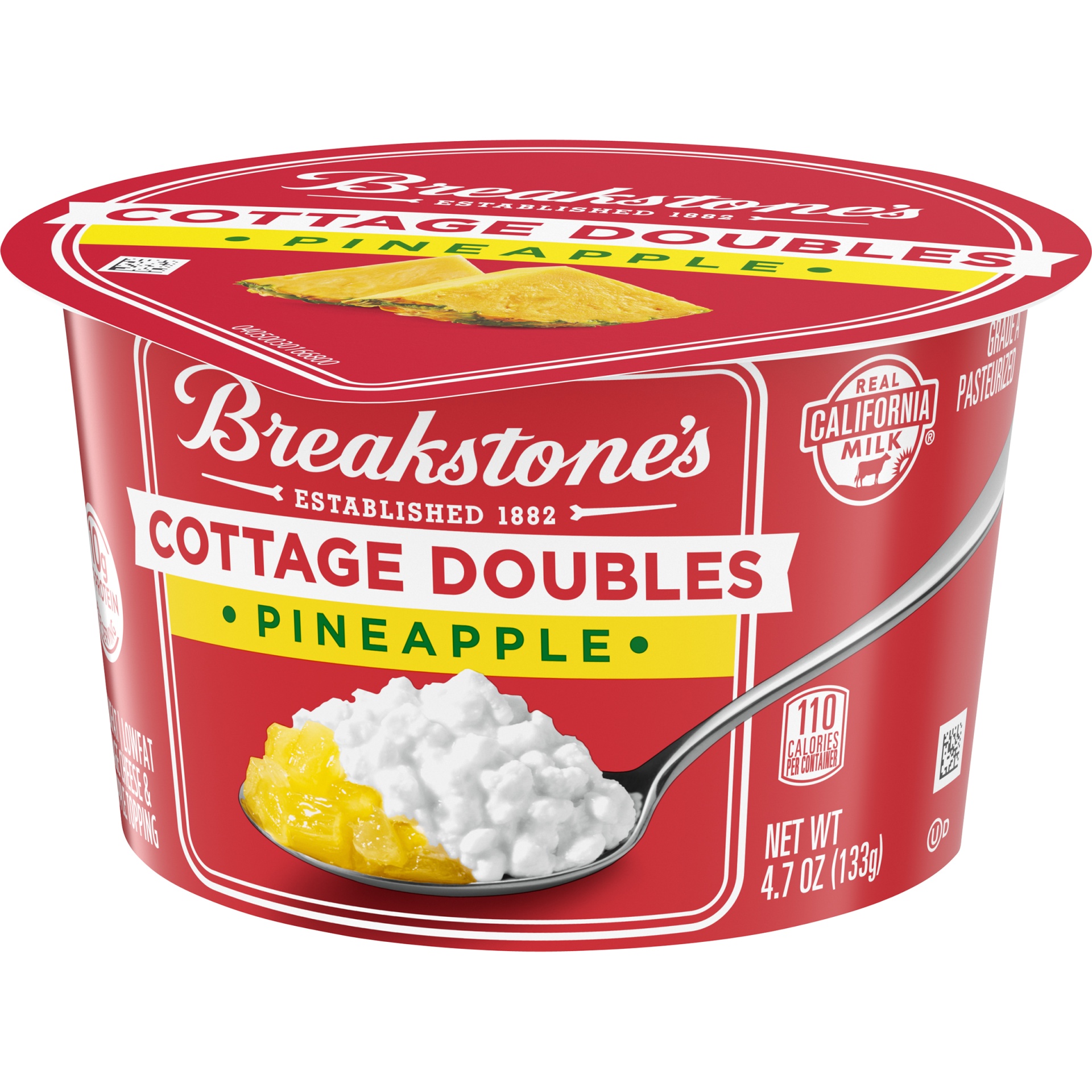 slide 3 of 6, Breakstone's Cottage Doubles Lowfat Cottage Cheese & Pineapple Topping with 2% Milkfat Cup, 4.7 oz