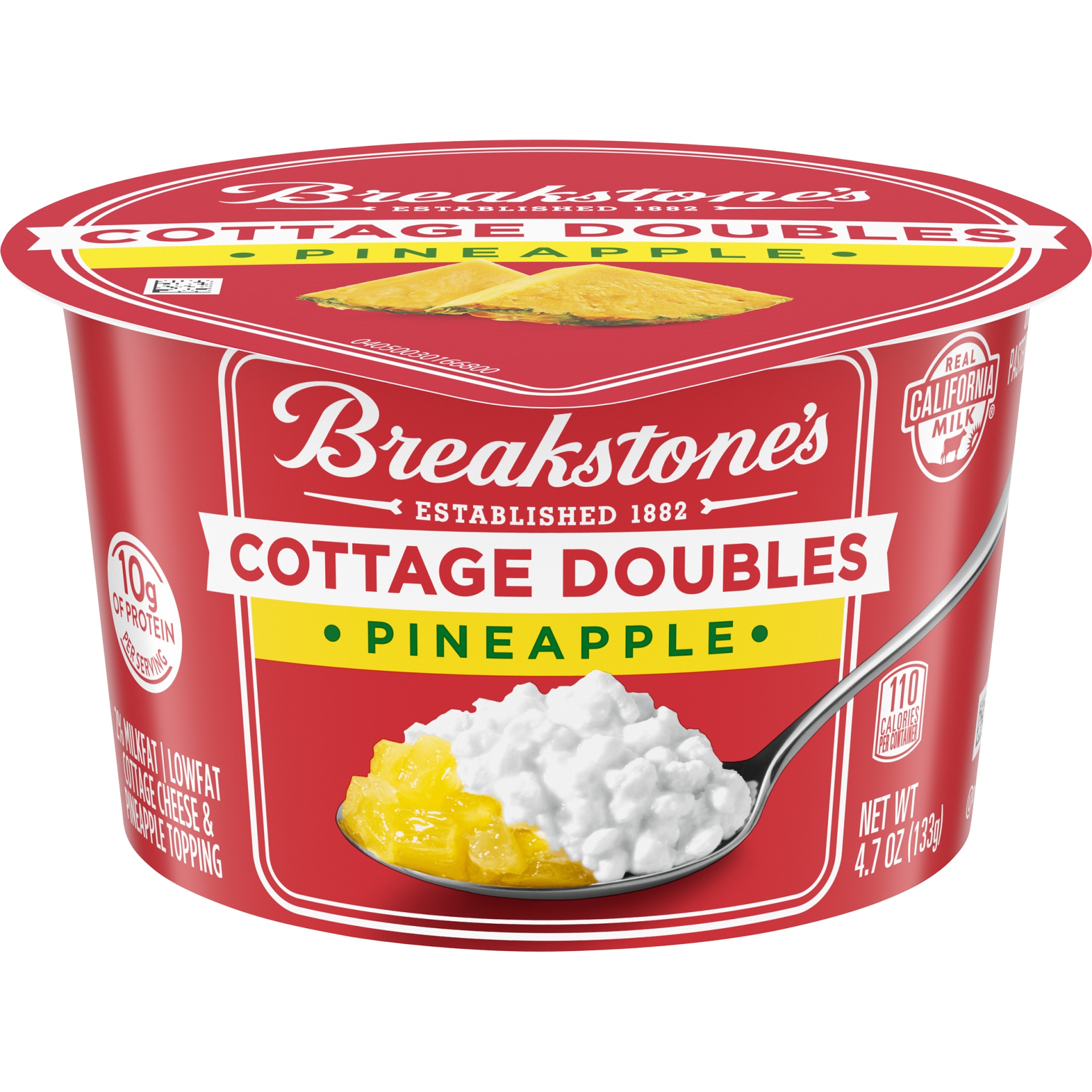 slide 1 of 6, Breakstone's Cottage Doubles Lowfat Cottage Cheese & Pineapple Topping with 2% Milkfat Cup, 4.7 oz