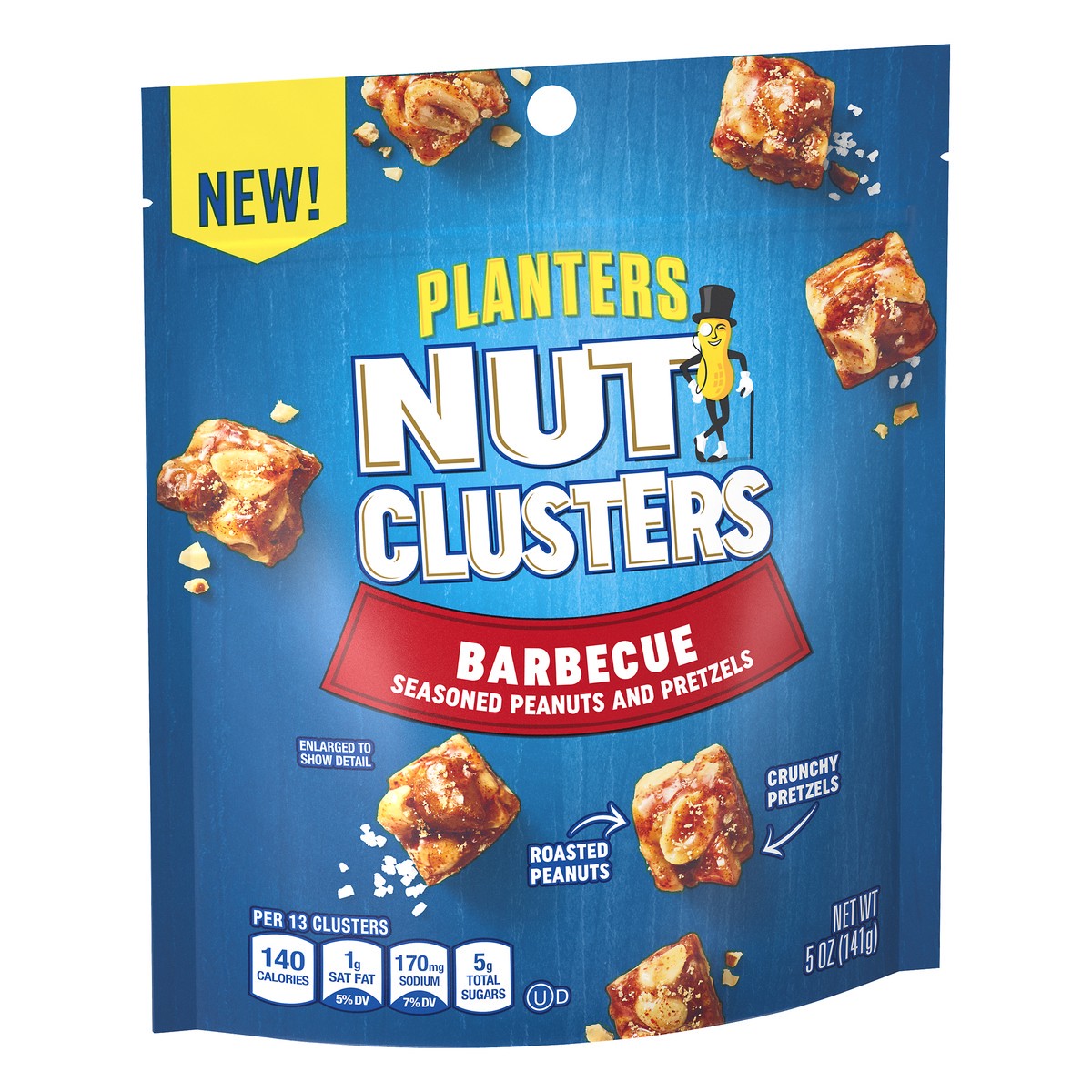 slide 9 of 10, Planters Barbecue Seasoned Nut Clusters, 5 oz Bag, 141 g