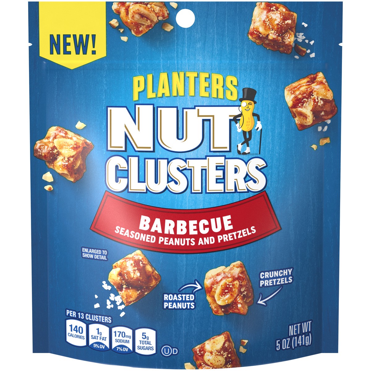 slide 1 of 10, Planters Barbecue Seasoned Nut Clusters, 5 oz Bag, 141 g