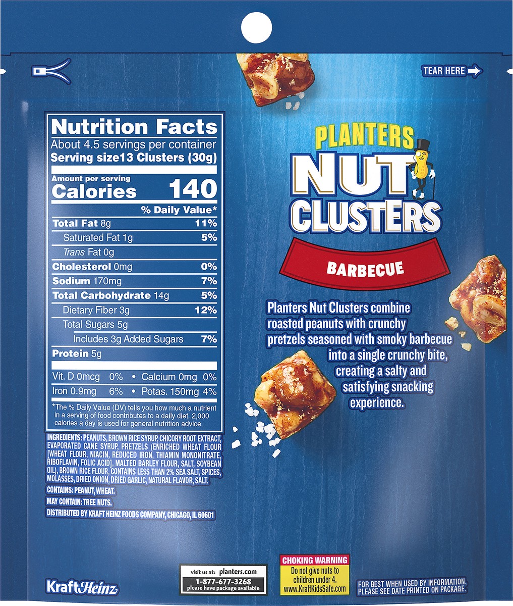 slide 8 of 10, Planters Barbecue Seasoned Nut Clusters, 5 oz Bag, 141 g