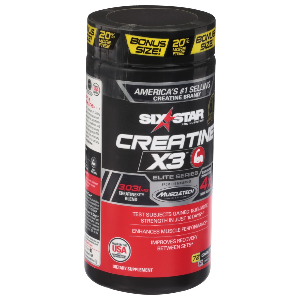 slide 5 of 13, Six Star Elite Series Caplets Bonus Size Creatine X3 72 ea, 60 ct