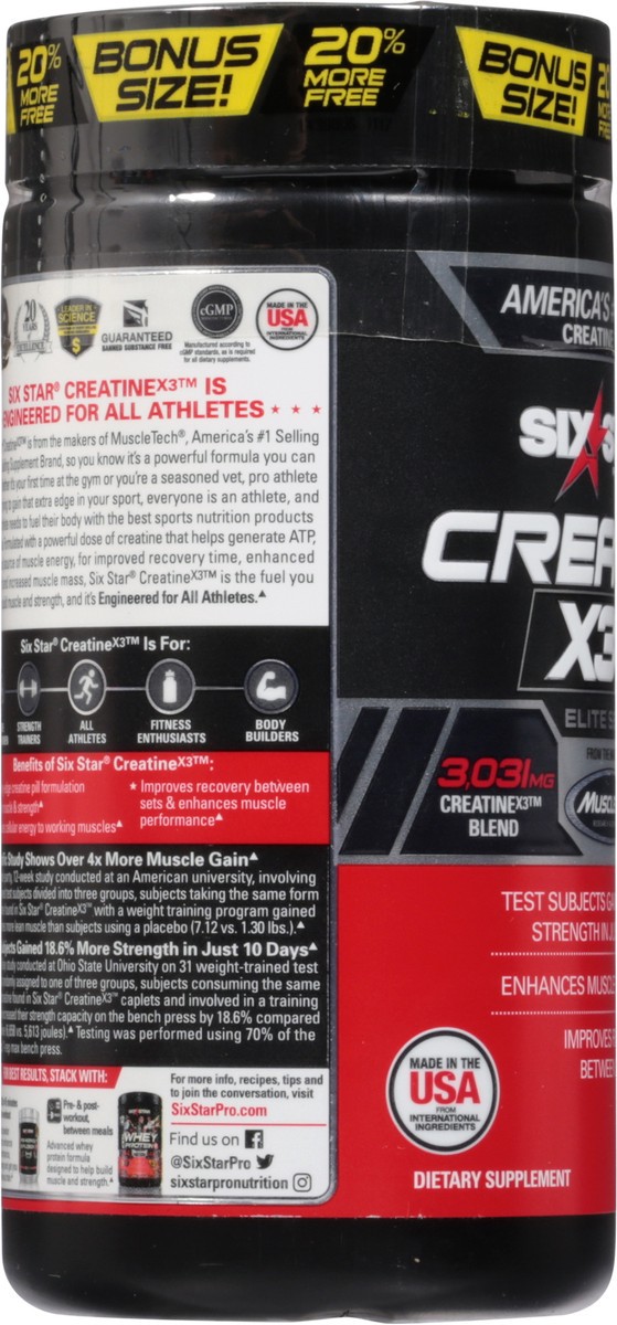 slide 9 of 13, Six Star Elite Series Caplets Bonus Size Creatine X3 72 ea, 60 ct