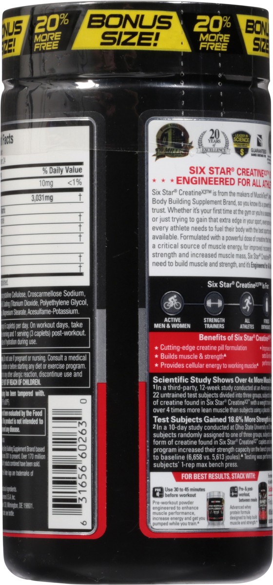 slide 2 of 13, Six Star Elite Series Caplets Bonus Size Creatine X3 72 ea, 60 ct