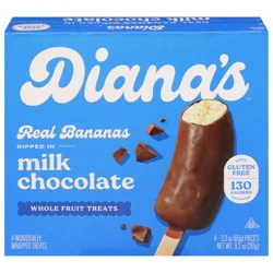 Diana's Real Bananas Milk Chocolate Whole Fruit Treats 4 - 2.3 oz Pieces