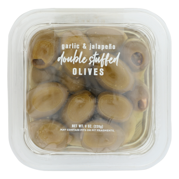 slide 1 of 1, DeLallo Dlallo Double Garlic Jalapeno Olives, 