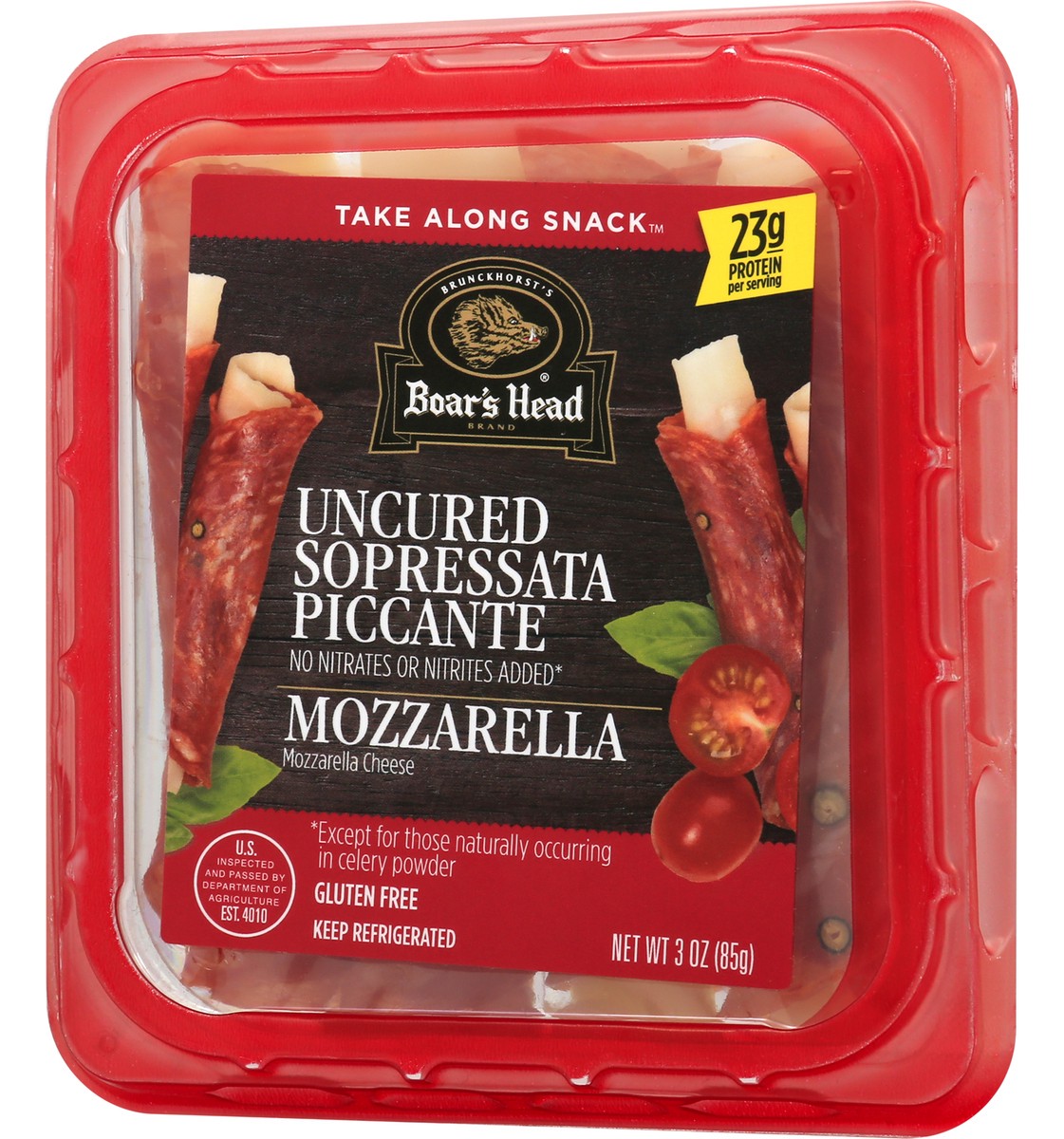 slide 6 of 13, Boar's Head Uncured Sporessata Piccante & Mozzarella Cheese Snack Tray, 3 oz