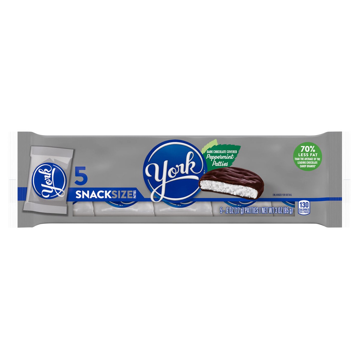 slide 1 of 7, York Dark Chocolate Snack Size Peppermint Patties, Candy Packs, 0.6 oz (5 Count), 5 ct