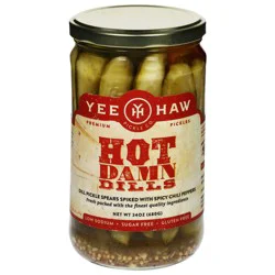 Yee-Haw Pickle Co. Premium Hot Damn Dills Pickles 24 oz