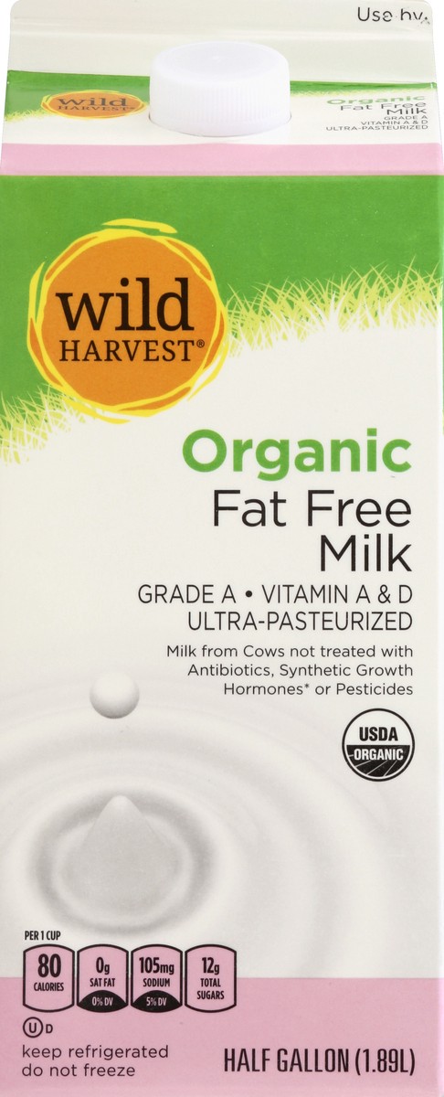 slide 1 of 1, Wild Harvest Organic Fat Free Skim Milk, 64 fl oz