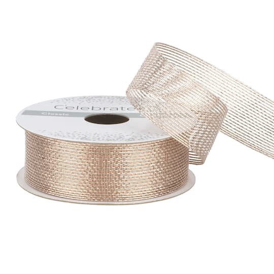 slide 1 of 4, 1" X 5yd. Metallic Mesh By Celebrate It, 1 in x 5 yd