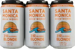 Santa Monica Seafood Seafood Beach Brewed 310 California Blonde Beer - 6 x 12 fl oz Cans
