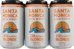 Santa Monica Seafood Seafood Beach Brewed 310 California Blonde Beer - 6 x 12 fl oz Cans