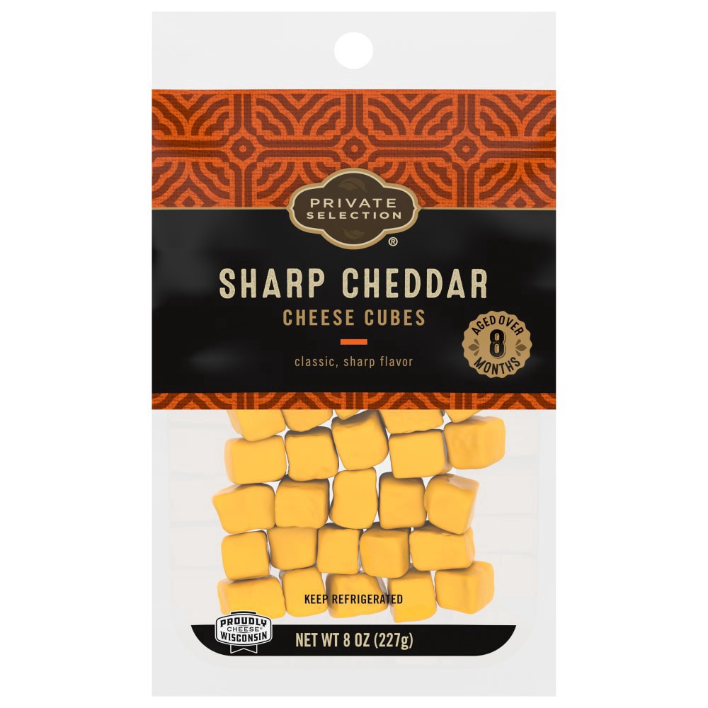 slide 1 of 2, Private Selection Sharp Cheddar Cheese Cubes, 8 oz