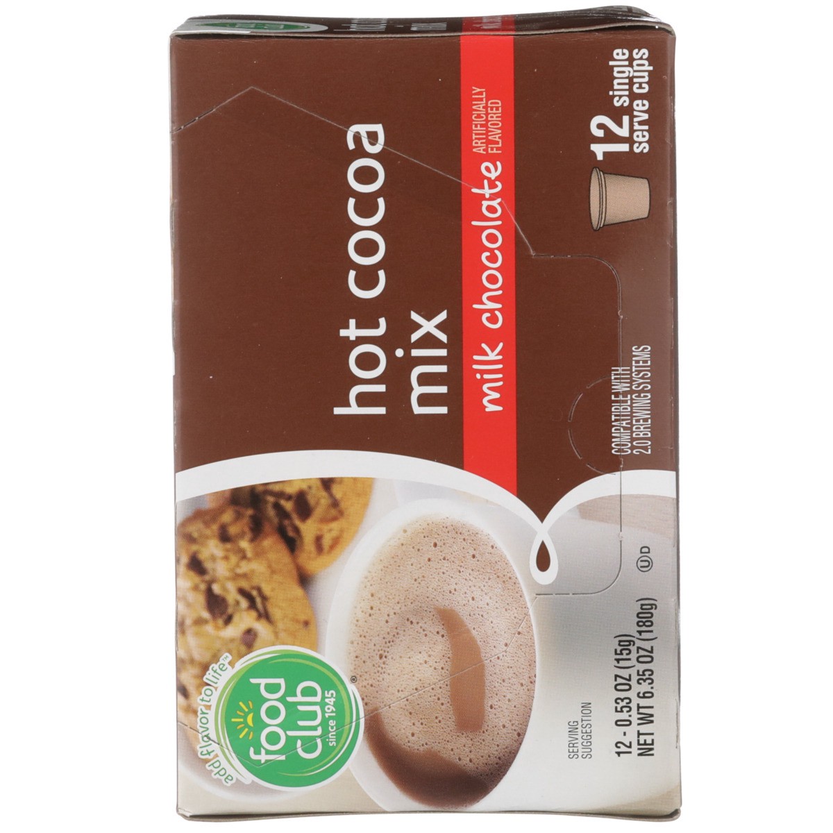 slide 9 of 9, Food Club Milk Chocolate Flavored Hot Cocoa Mix Single Serve Cups - 12 ct, 12 ct