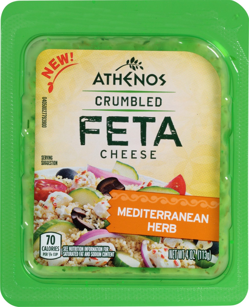 slide 4 of 8, Athenos Mediterranean Herb Crumbled Feta Cheese, 4 oz Tub, 4 oz