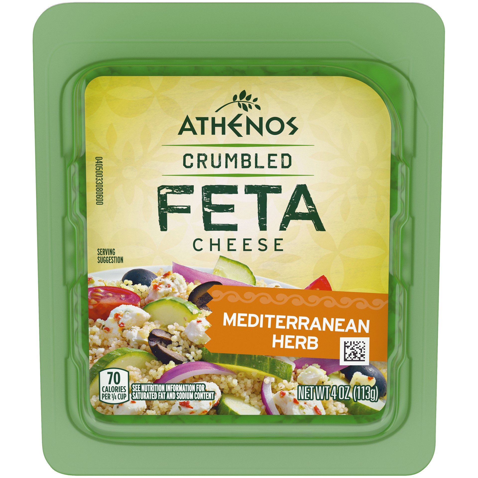 slide 1 of 8, Athenos Mediterranean Herb Crumbled Feta Cheese, 4 oz Tub, 4 oz