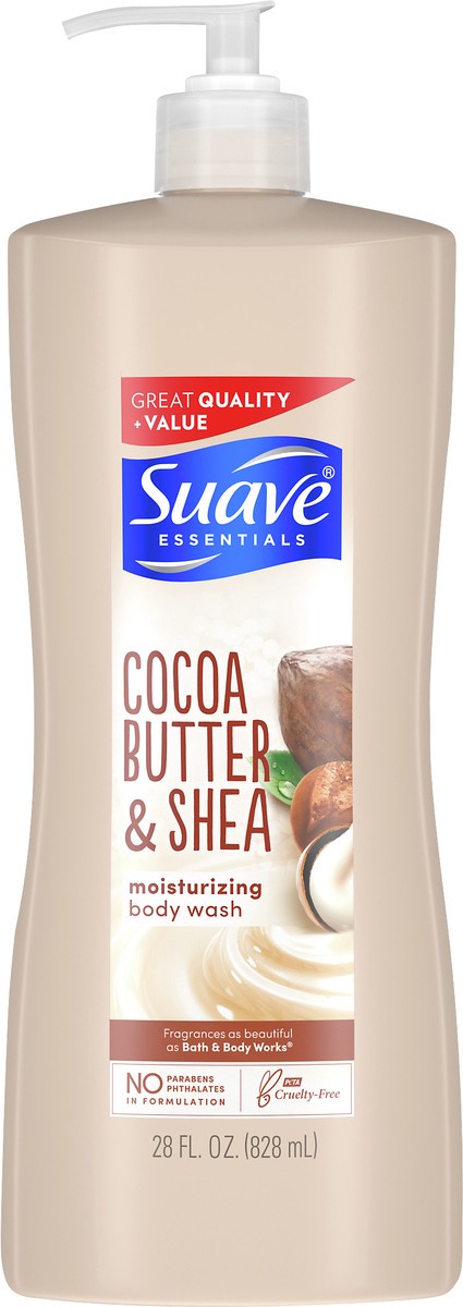 slide 3 of 3, Suave Essentials Body Wash Creamy Cocoa Butter and Shea, 28 oz, 28 oz