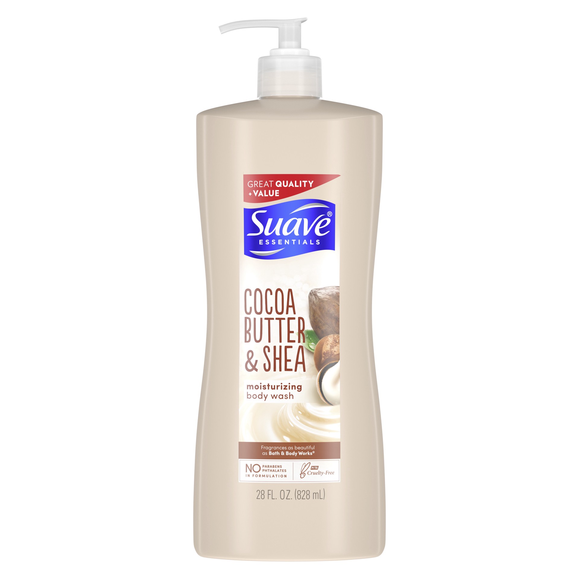 slide 1 of 3, Suave Essentials Body Wash Creamy Cocoa Butter and Shea, 28 oz, 28 oz